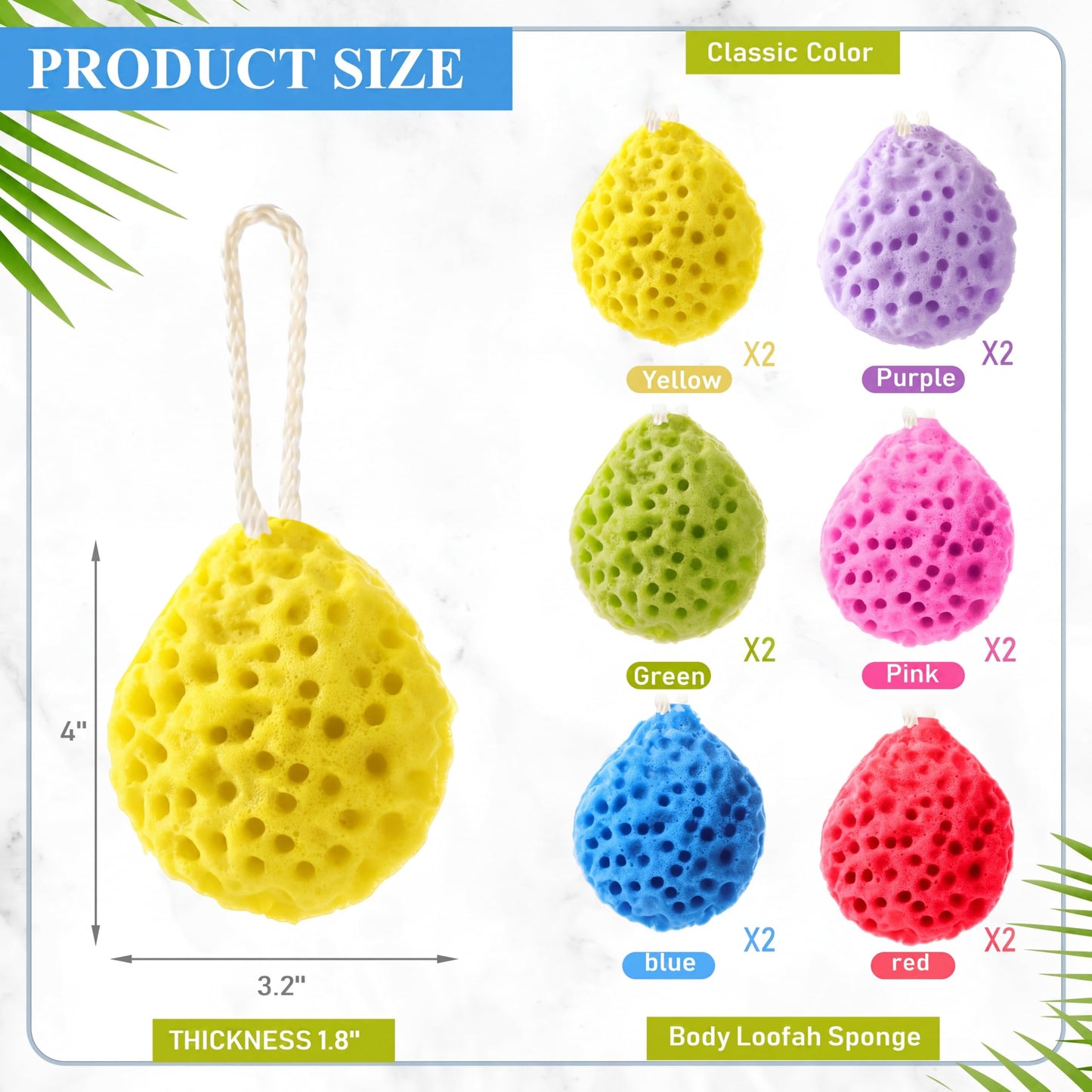 FoldTier 12 Pcs Bath Sponge Deep Cleansing Body Loofah Gentle and Deep Exfoliating Body Scrubber Bath Accessories Men Women Baby Sponge for Bathing Shower (Stylish Color)