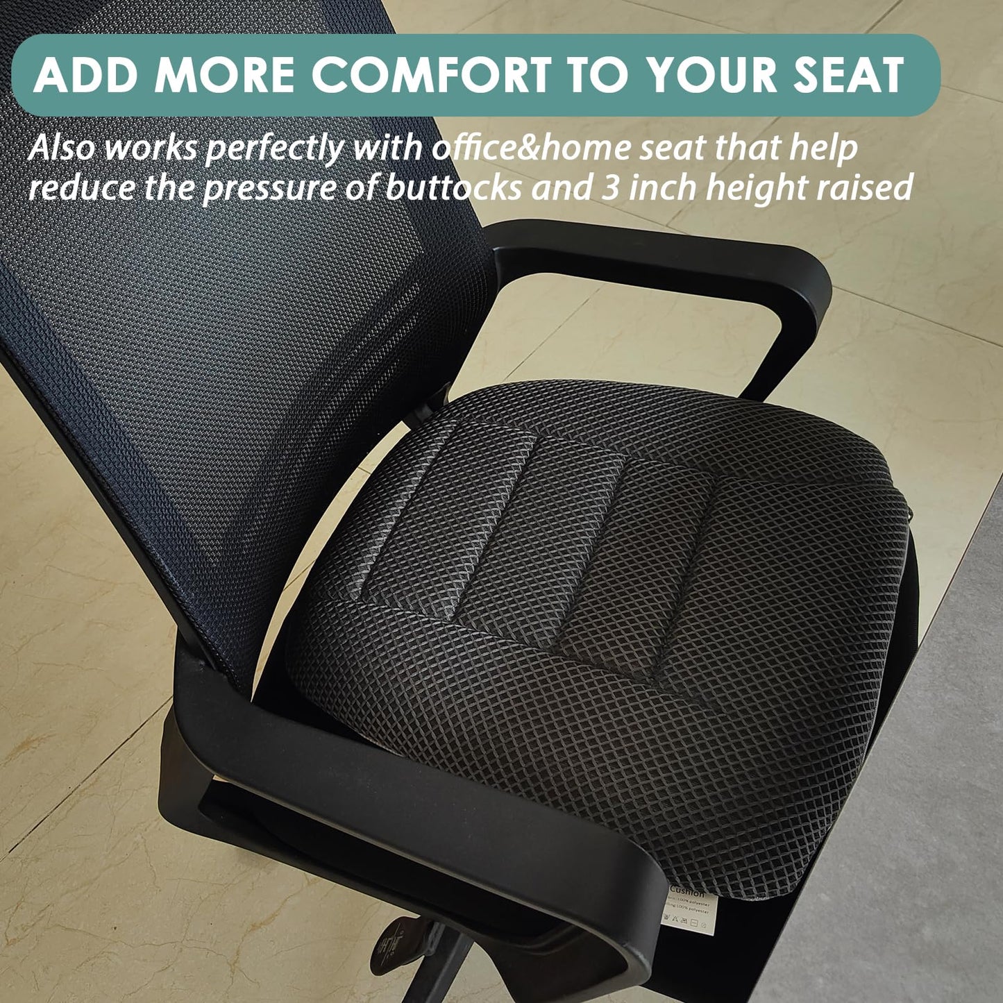 AEROiVi 17.7" L × 16.9" W × 3" H,Car Booster Seat Cushion Raise The Height for Short People Driving, Breathable 3D Air Mesh, 3 Inch Booster Seat, Non-Slip Bottom, Car Seat Pad with Truck,Cars,SUVs