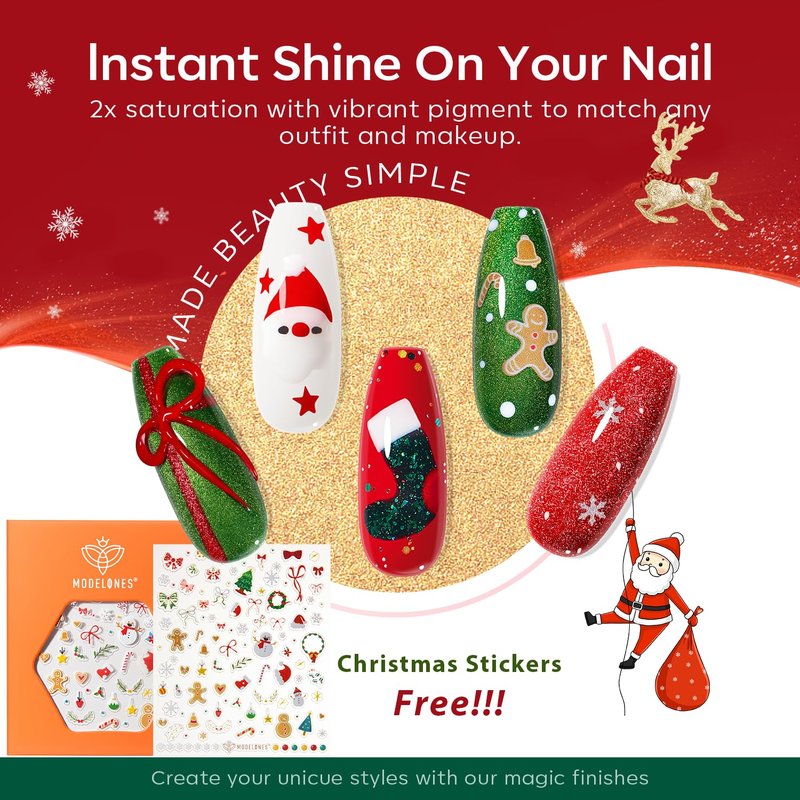 Modelones Gel Nail Polish Set - 6 Colors with 9D Cat Eye Effect & Glitter | DIY Nail Art Kit