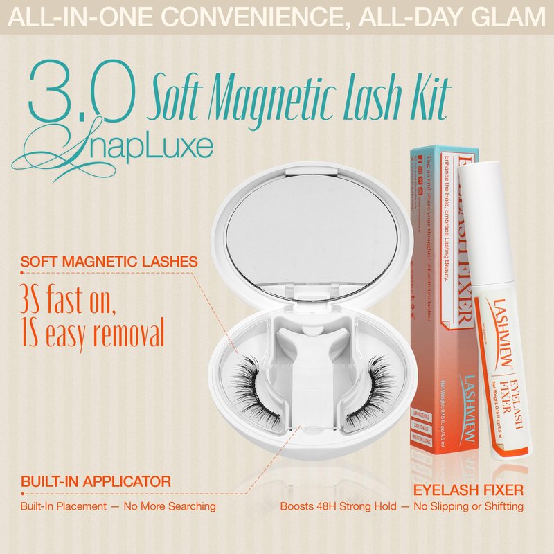 LASHVIEW Upgrade Magnetic Eyelashes with Applicator Soft Magnetic Eyelashes Natural Look Reusable No Glue Needed Easy to Wear and Remove (YT01)