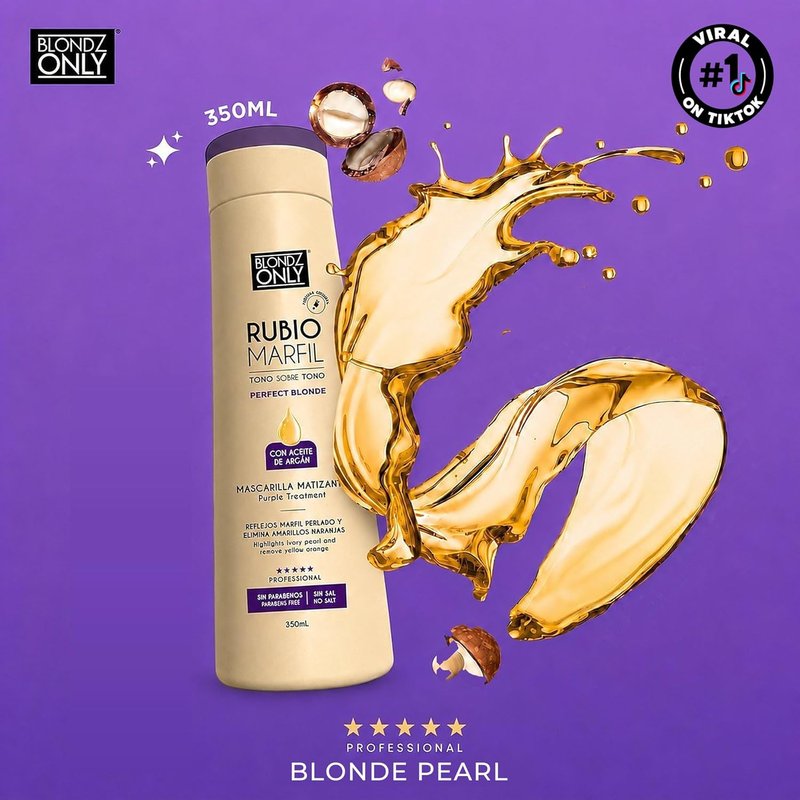 Purple Toning Hair Mask - Neutralizes Brassiness & Yellow Tones | Argan Oil Infused | 11.8 Fl Oz (350 ml)