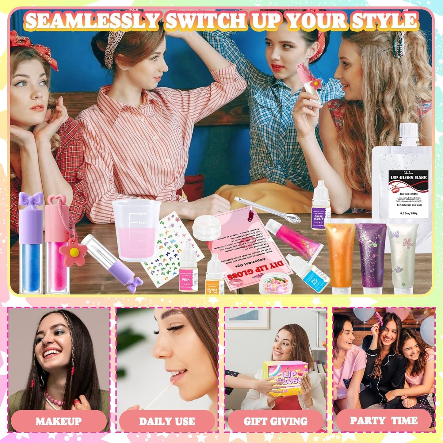 Thaluna Lip Gloss Making Kit - DIY Lip Gloss Set for Women | Fun, Moisturizing & Glittery Gifts
