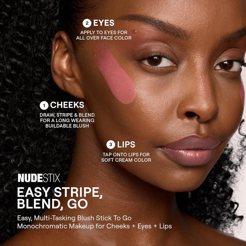Nudestix Nudies Bloom All Over Dewy Color - 3-in-1 Cream Blush Stick for Cheeks, Eyes & Lips | Sheer Glossy Finish, Vegan Makeup