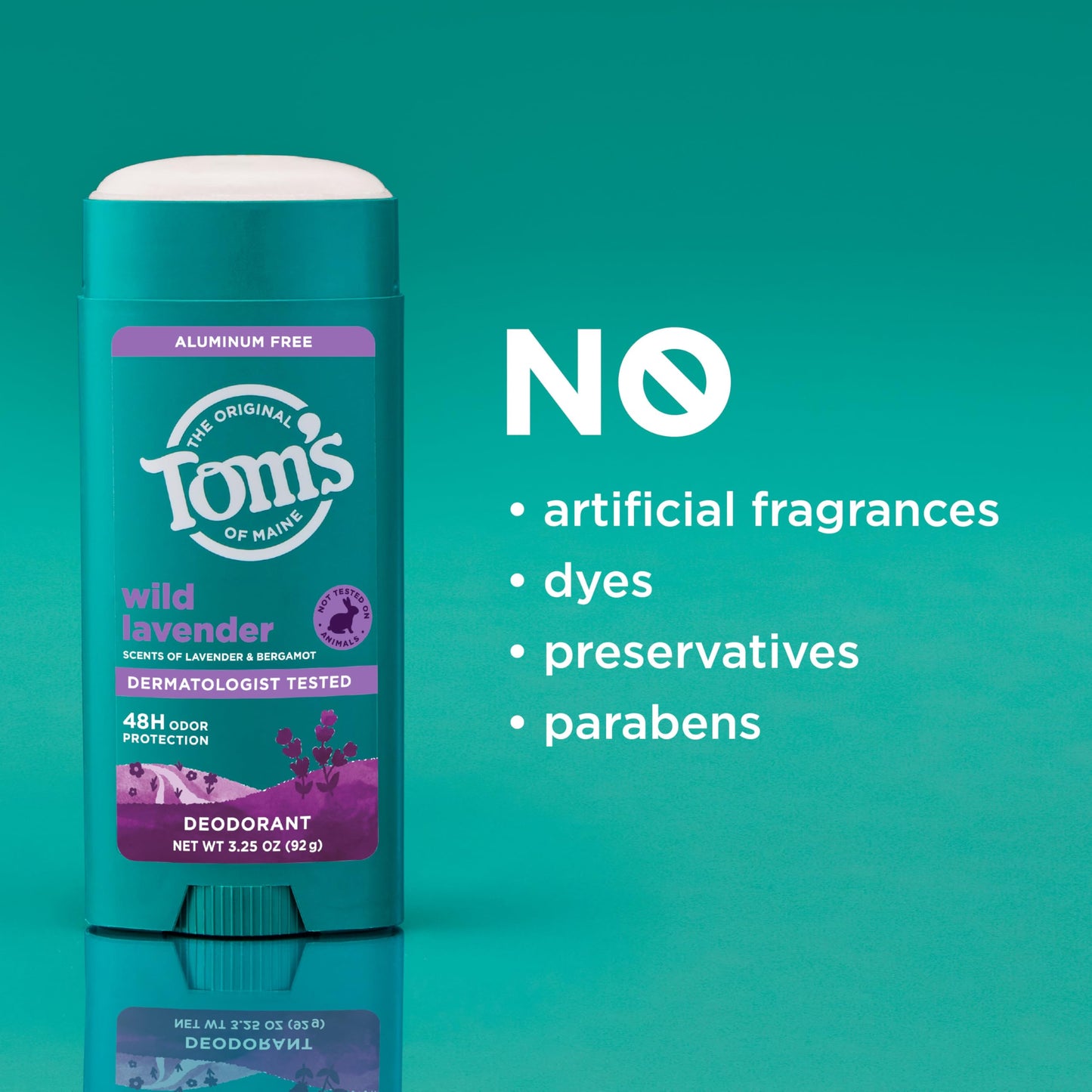 Tom’s of Maine Wild Lavender Natural Deodorant for Men and Women, Aluminum Free, No Artificial Fragrances, Dyes, or Preservatives, Baking Soda Free, 48-Hour Odor Protection, 3.25 oz