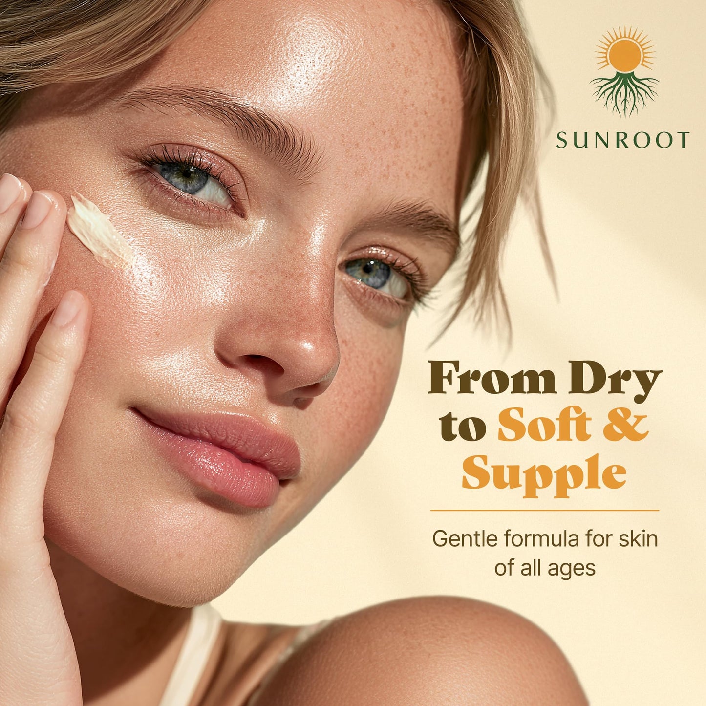 Sunroot Naturals Whipped Tallow Balm, Vanilla Orange Cream Moisturizer, Natural Ingredients, 4oz Glass Jar, Face and Body Care