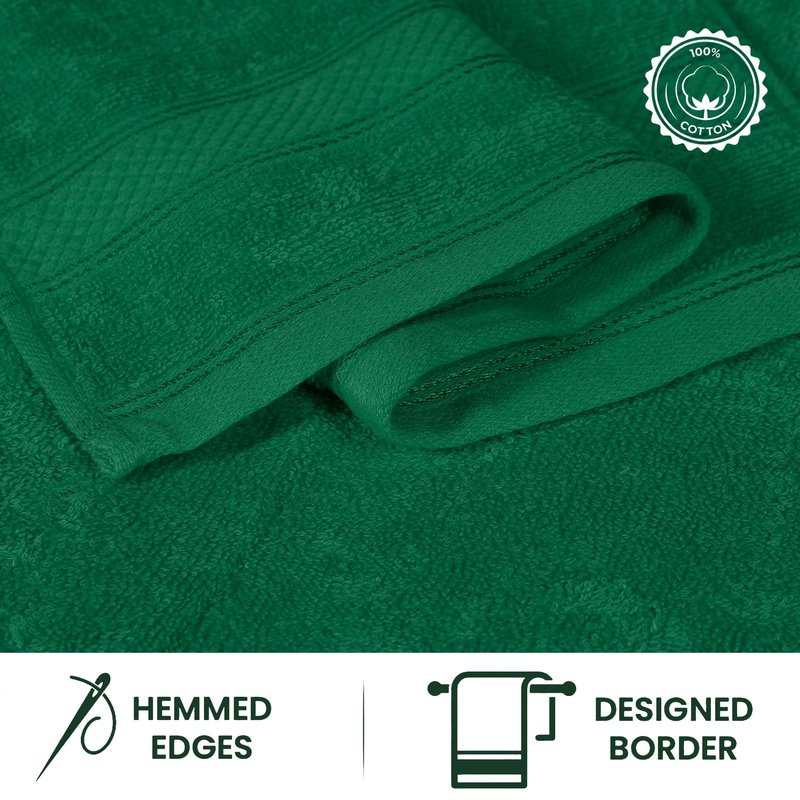 Casa Lino 100% Cotton Hand Towels for Bathroom - Soft, Highly Absorbent & Quick Dry Kitchen Towels - Gym Towel Set - Travel Towel Set - 24" x 16" - Pack of 4 - (Green)