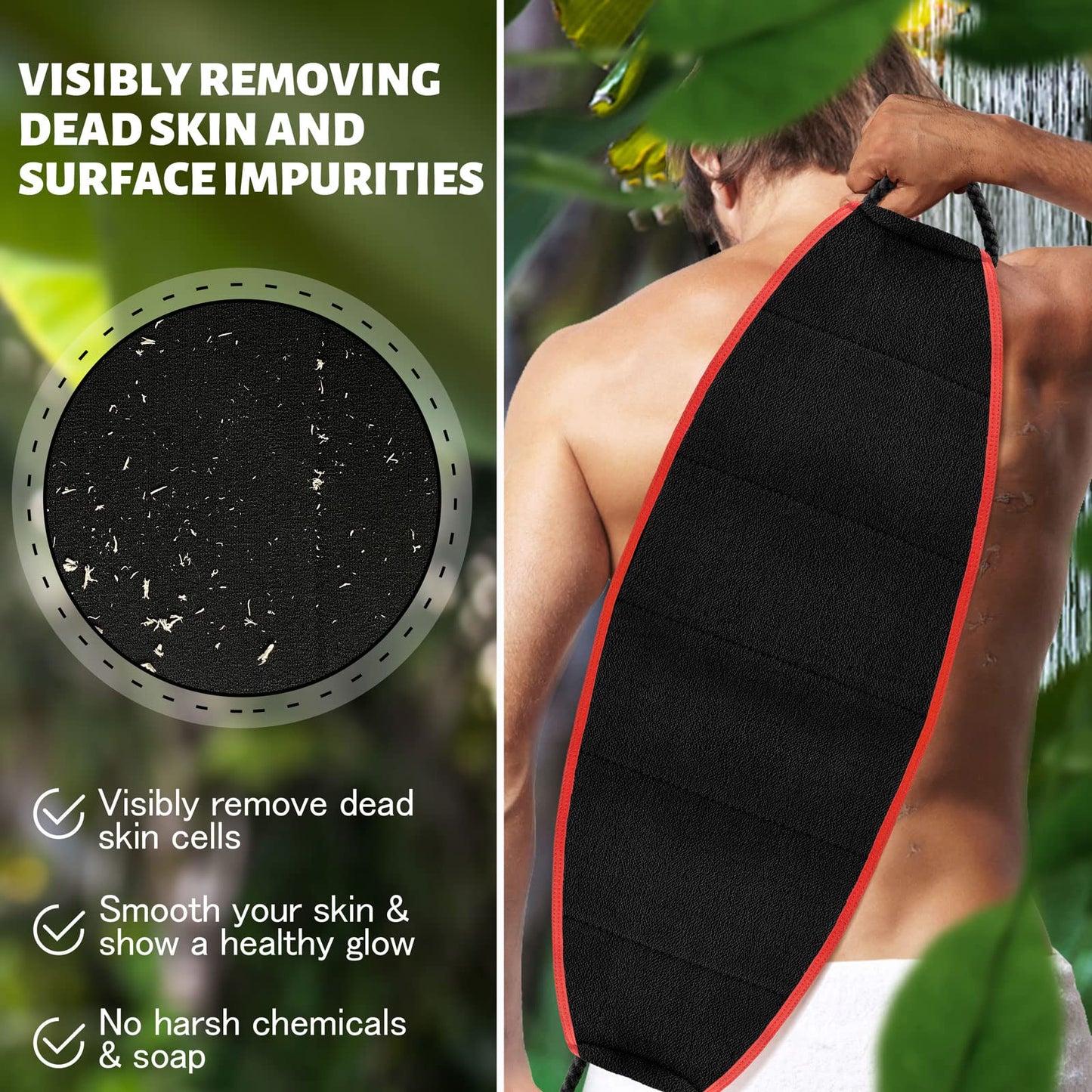 Evridwear Exfoliating Body Scrubber with Handles Back Washer Back Scrubber for Shower Bath Dry Skin Whole Body Deep Clean Men Women(Deep Exfoliation)
