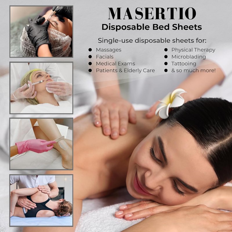 Disposable Massage Bed Cover - Non-Woven, Crinkle-Free Sheets | 60 Count, 31.5 x 71 Inches