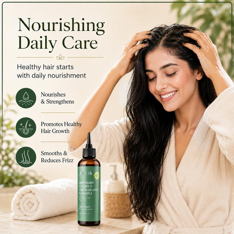 Jowth Rosemary Oil For Hair Growth with Coconut & Avocado Oil | Biotin & Vitamin E | Strengthens Thinning Hair | Dry Scalp Treatment | Repairs Damaged Hair | All Hair Types, 5.07 oz