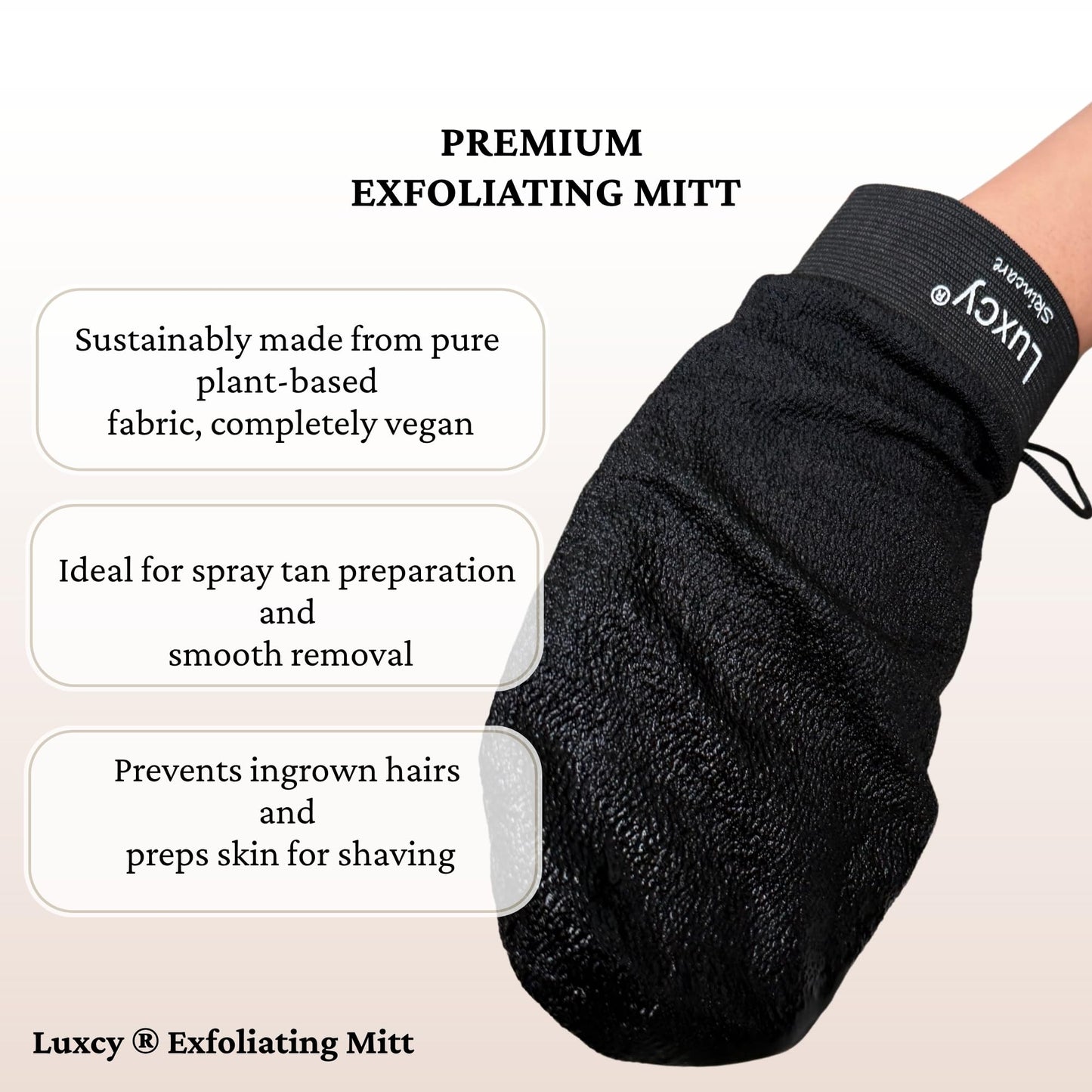 Luxcy Premium Korean Exfoliating Mitt & Body Scrubber Glove, Viscose Fiber Dead Skin Remover for Smooth, Radiant Skin, Shower Skincare, Keratosis Pilaris Treatment & Self-Tan Prep (1 Pack)