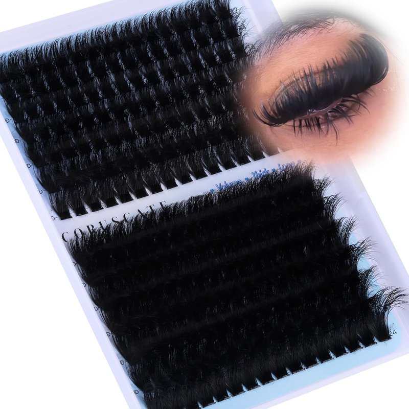 CORUSCATE Lash Clusters - 160D & 260D Volume Eyelash Extensions | 12-24mm Long, Thick, Dramatic Look