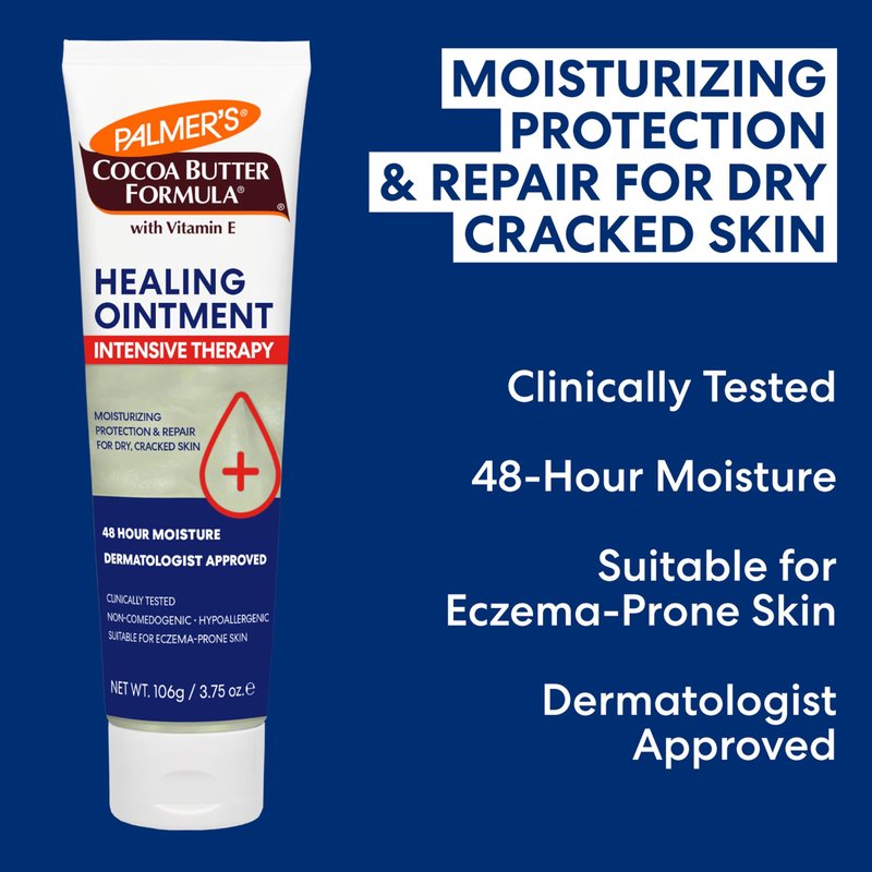 Palmer's Cocoa Butter Formula Healing Ointment with Vitamin E, 3.75 Oz, Intensive Therapy for Severely Dry, Eczema Prone Skin, Provides 48-Hour Moisture, Non-Comedogenic, Dermatologist Approved