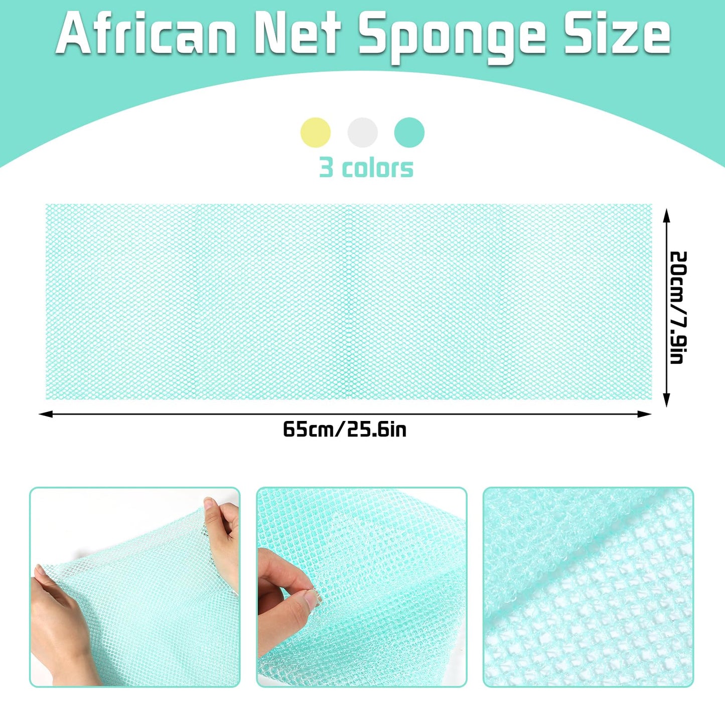 6 Pack African Net Sponge Exfoliating Glove Set, 3 Bath Sponge Body Scrubber Back Scrubber and 3 Pairs Exfoliating Gloves for Shower