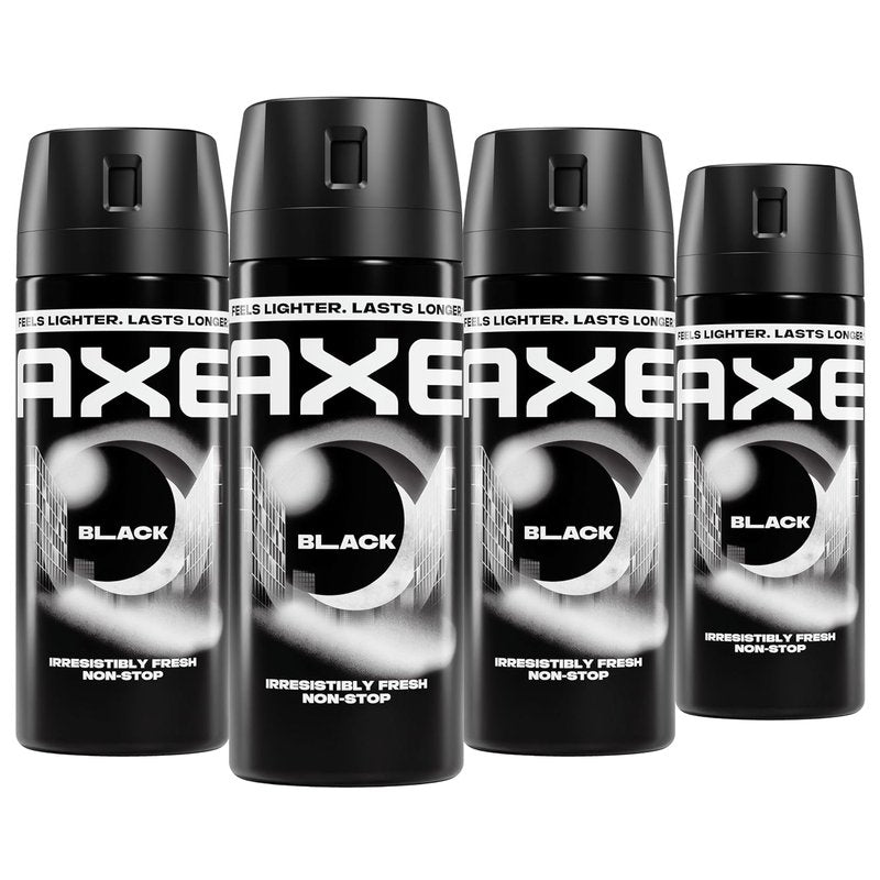 Axe Body Spray - Black 48-Hour Fresh Scent | Aluminum-Free, 2.9 oz (4 Pack)