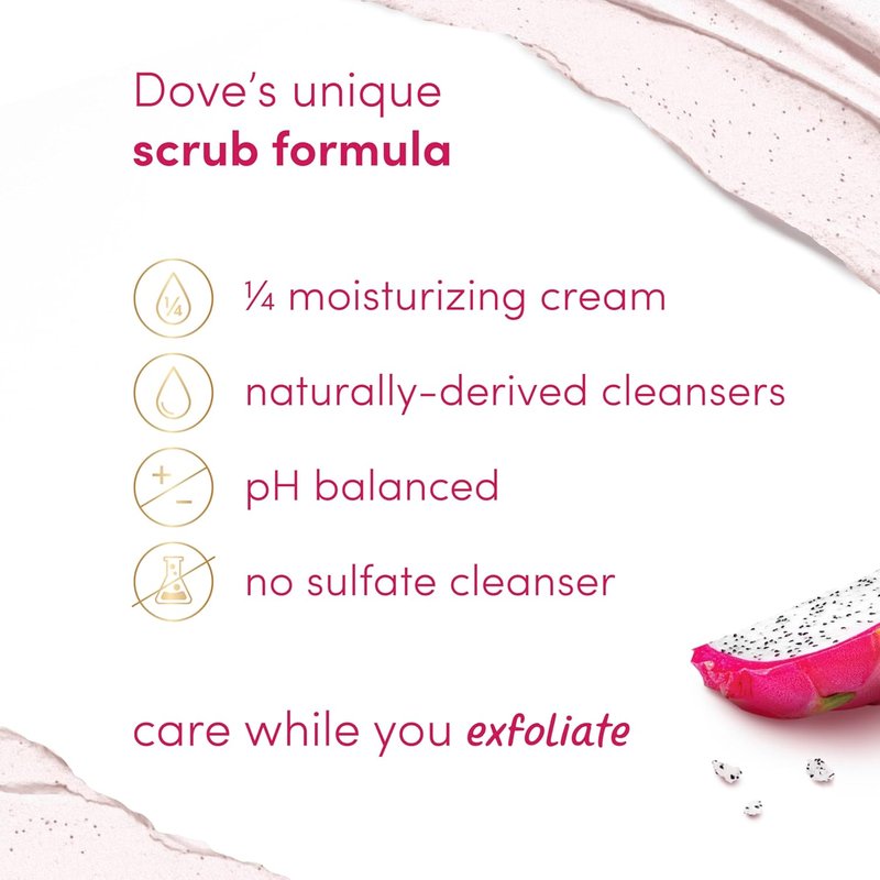 Dove Body Scrub - Dragon Fruit & Coconut Cream Exfoliates for Smooth, Radiant Skin | 15 oz