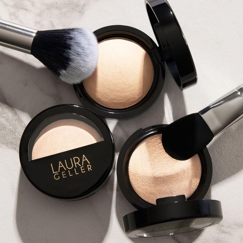 LAURA GELLER NEW YORK Baked Marbleized Highlighter (Travel Size), Portofino- Radiance Enhancing Makeup - Powder Highlighter Face Makeup