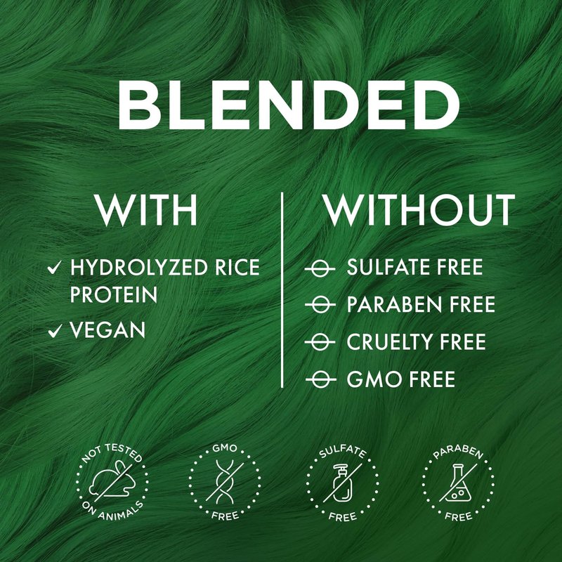MOEHAIR Semi-Permanent Hair Color | Green Hair Dye 8 Oz | No Ammonia, Sulfate or Paraben | Vegan & Cruelty-Free | Gentle & Washable Formula | Voodoo Harmony Green Hair Color