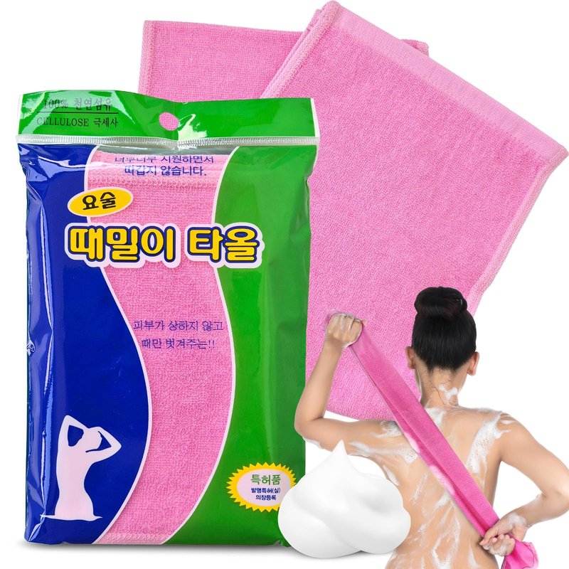 COELO Korean Magic Exfoliating Shower Towel Scrubber | Large Soft Fiber Washcloth | Scrub Face & Body Reduce Dirt Gentle Cleaning | Spa Bath Scrubber for All Skin Types 때타월 때장갑