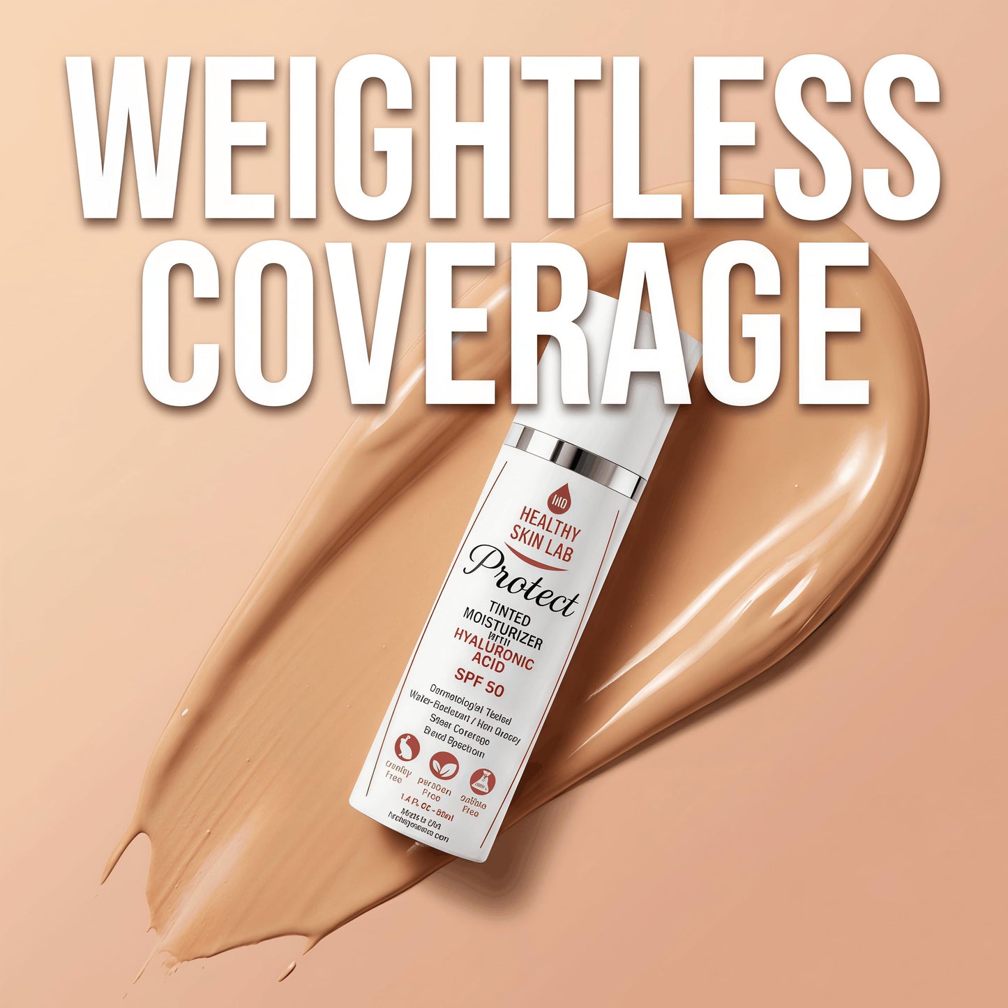 Healthy Skin Lab Protect Tinted Moisturizer SPF 50, Sheer Universal Tint, Lightweight Hydrating Mineral Sunscreen for Face, Hyaluronic Acid, Broad Spectrum Daily SPF, Dermatologist Tested, 1.8 oz