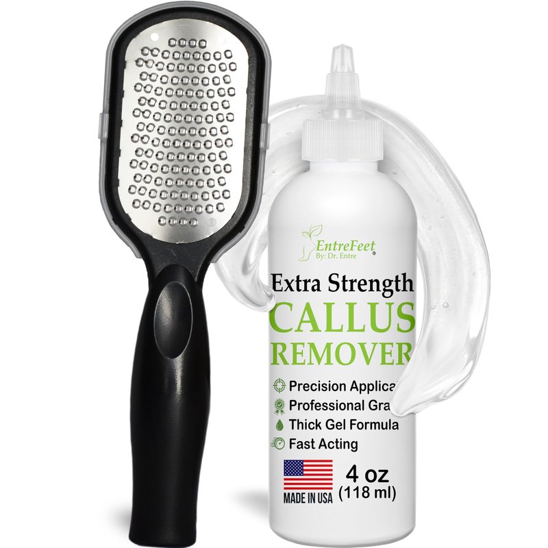 Dr. Entre's Callus Remover Gel & Foot File: Extra Strength Callus Remover for Feet, Foot Callus Remover Care, Pedicure Tools Supplies, Spa Kit, Dead Skin Scrubber, 4 oz