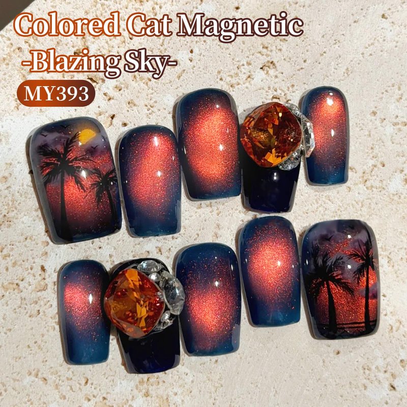 Born Pretty 15ML Cat Magnetic Eye Gel Nail Polish,Rainbow Aurora Holographic Gel Polish Red Orange Blue Blazing Sky Colors,Glitter Magnetic Nail Polish Nails Art Manicure Salon DIY