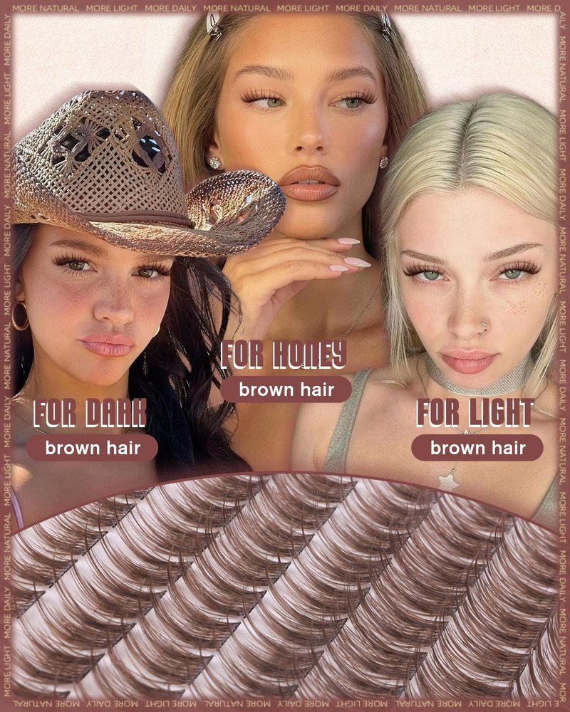 Brown Lash Clusters Kit - Wispy Eyelash Extensions 10-16mm | Soft D Curl Individual Lashes with Ultra-Thin Band