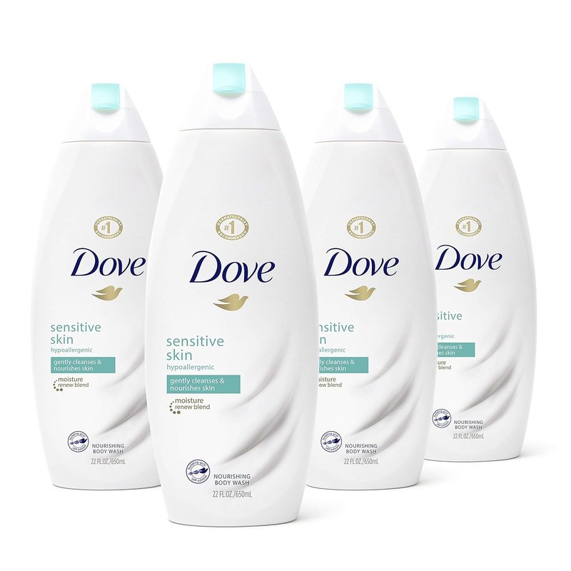 Dove Body Wash - Sulfate Free & Hypoallergenic for Sensitive Skin | 22 Fl Oz (Pack of 4)