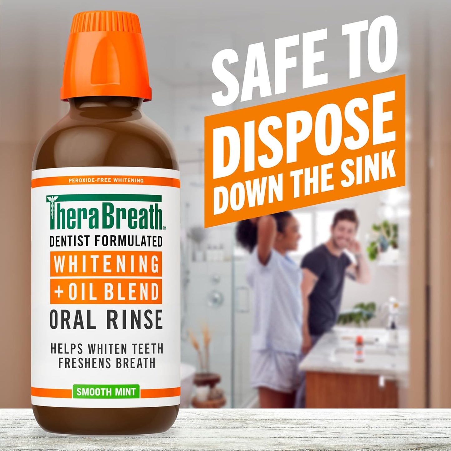 TheraBreath Whitening Oral Rinse - Alcohol-Free & Peroxide-Free Mouthwash | Smooth Mint, 16 Fl Oz