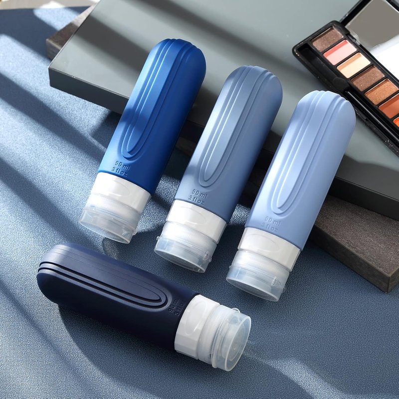 Mrsdry Travel Bottles - TSA Approved 3oz Silicone Containers | Leak-Proof & Refillable for Toiletries (4 Pack)