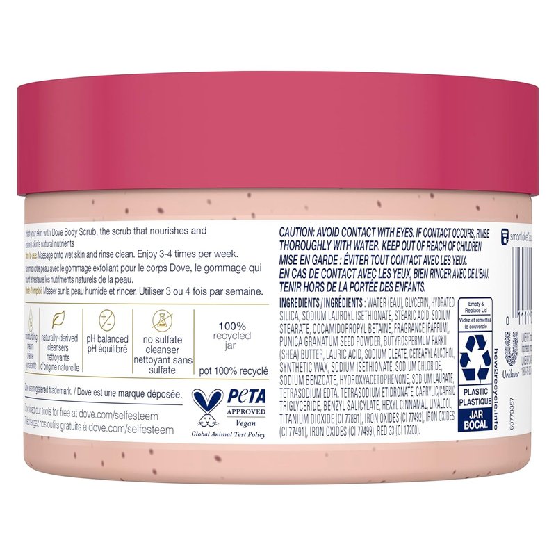 Dove Body Scrub - Pomegranate & Shea Butter for Silky Soft Skin | 10.5 oz Exfoliating Nourishment