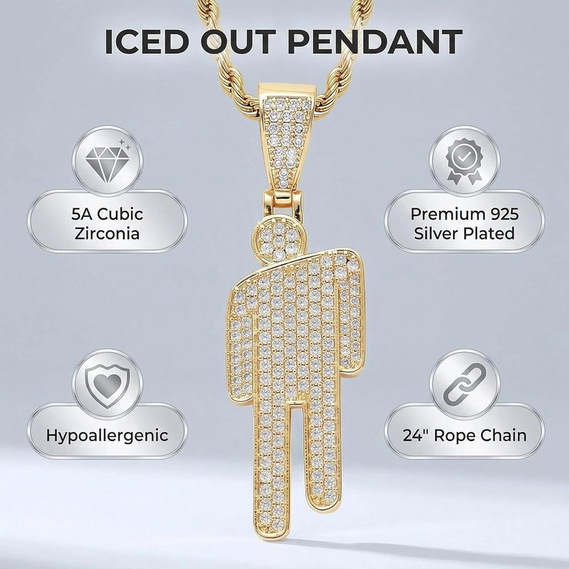Skiennix Crooked Head Zircon Necklace - Stylish Hip-Hop Alloy Pendant Jewelry for Women