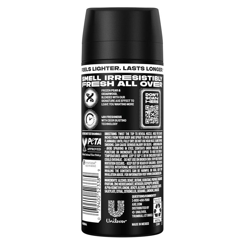 Axe Body Spray - Black 48-Hour Fresh Scent | Aluminum-Free, 2.9 oz (4 Pack)