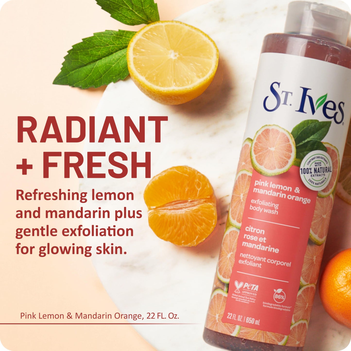 St. Ives Body Wash Pink Lemon and Mandarin Orange 22 Ounce