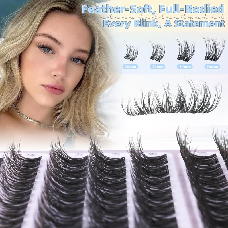 ALICE Spider Lash Clusters - 3D Wispy Volume Eyelash Extensions | Thin Band Individual Lashes 10-16mm