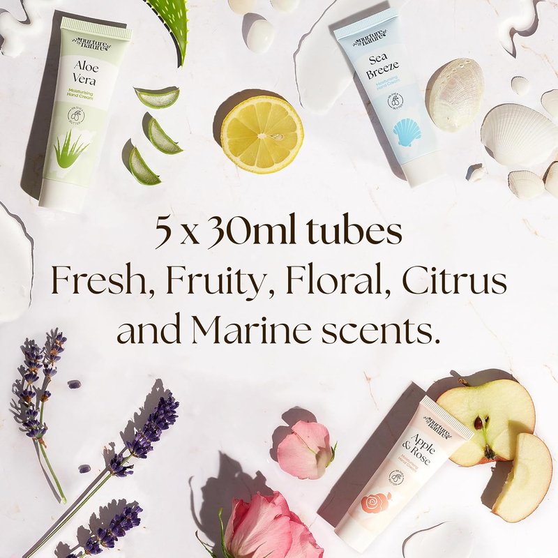 Nurture by Nature Hand Cream Gift Set - 5 Travel Size Lotions Enriched with 6% Shea Butter & Glycerin