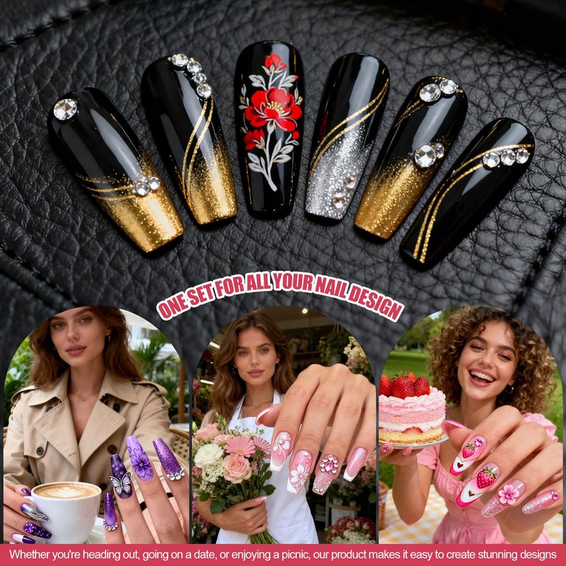 Artdone Nail Striping Tape Lines Kit With Nail Art Pens Dotting Tools And Liner Brushes For Gel Polish Small Detail Drawing Design Paint
