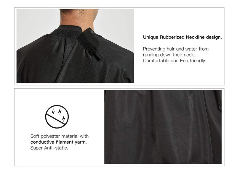 Salon Hair Cutting Cape with Soft Silicon Neck Collar, Professional Anti-static Barber Cape