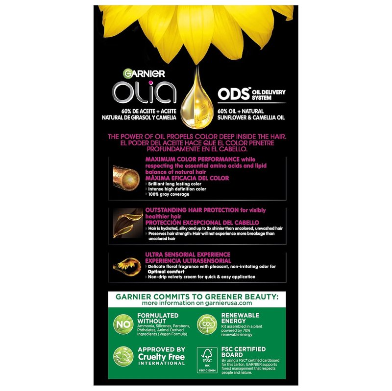 Garnier Olia Hair Color - Ammonia-Free Permanent Dye for Brilliant Oil-Rich Shine | 4.15 Dark Soft Mahogany