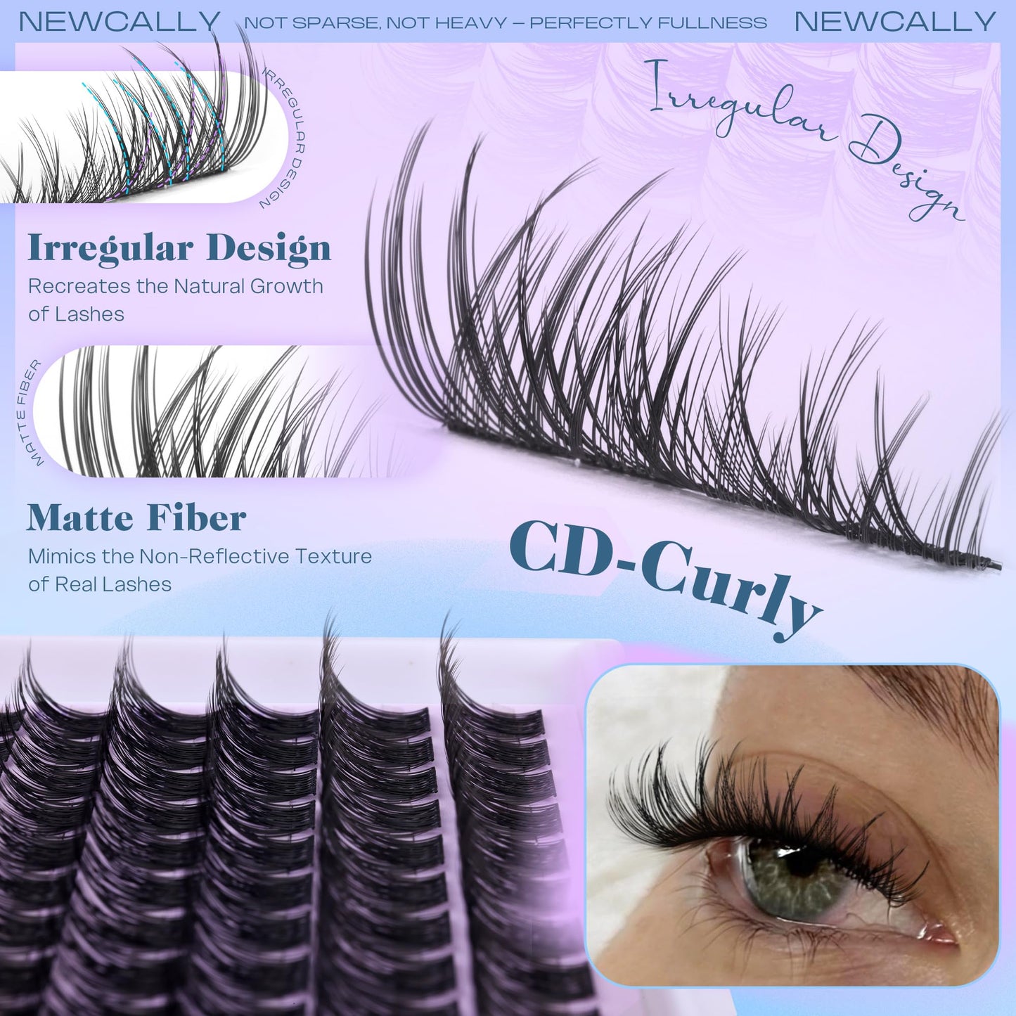 Wispy Lash Clusters Natural Look Cluster Eyelash Extensions 3D Look Eyelash Clusters CD-curly 10-16MM DIY Lash Extension at Home Easy to Use Individual Lashes Clean Eye Makeup by Newcally