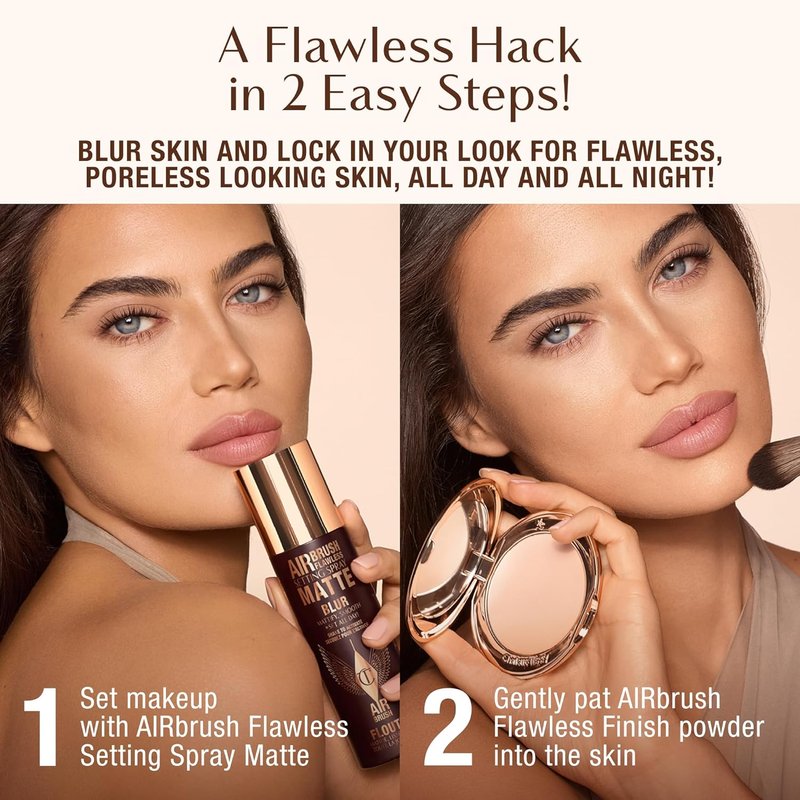 Charlotte Tilbury Airbrush Flawless Matte Setting Spray - Ultra-Fine Mist for 16Hr Makeup & Oil Control | Humidity & Waterproof