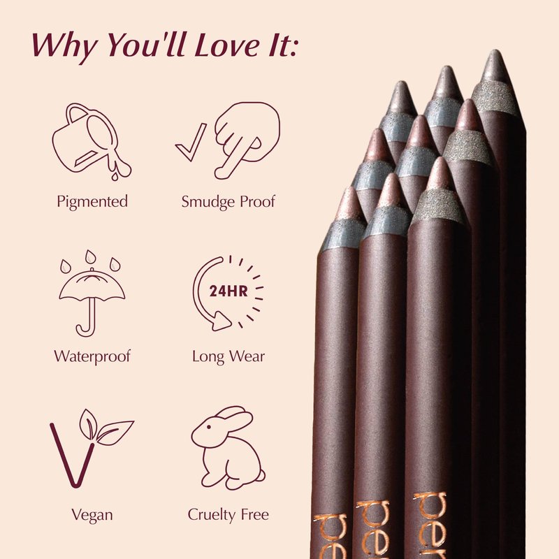 PERSONA 24HR Plum Waterproof Eyeliner Pencil | Creamy, Smudgeable Pencil for Lash Line & Waterline | All-Day to All-Night Wear | Vegan, Cruelty-Free, Paraben-Free | Made in USA