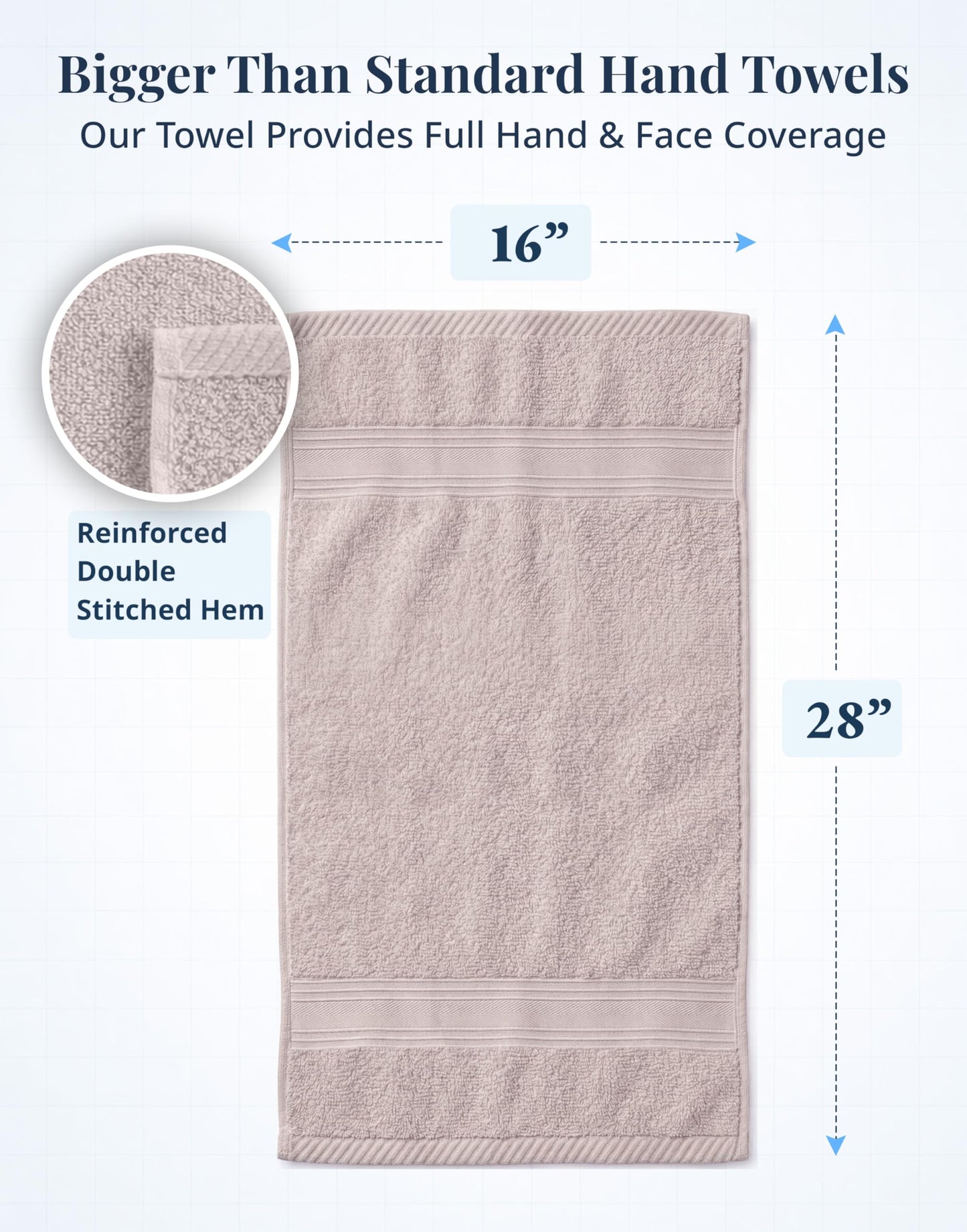 LANE LINEN Bath Hand Towels - Pack of 6 (16" x 28"), 100% Cotton - Soft, Quick Dry & Highly Absorbent, Hand and Face Towels - Bathroom Hand Towel Set, Great for Gym, Salon, Spa & Family Use - Platinum