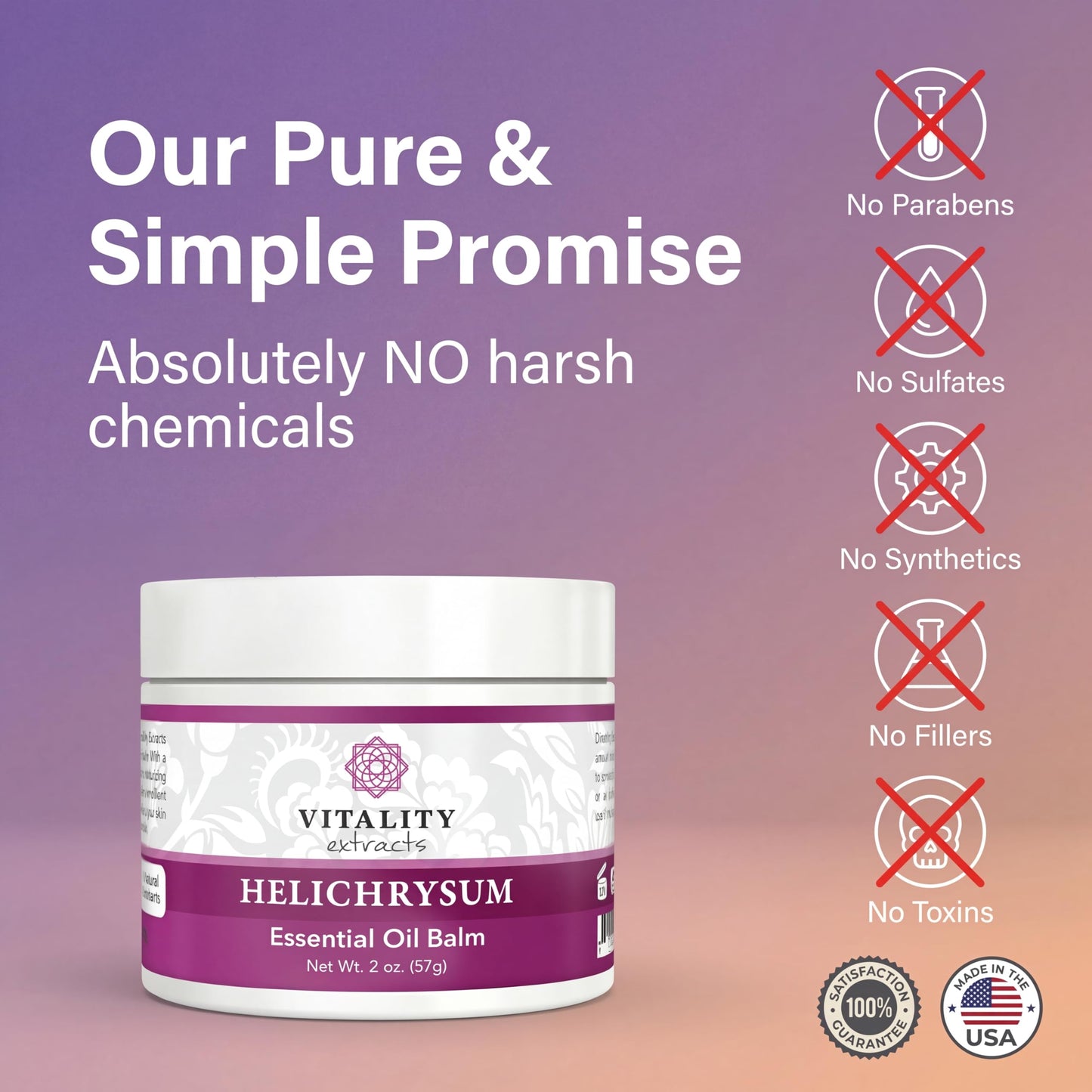 Vitality Extracts Helichrysum Balm - 2oz, Helichrysum Gymnocephalum, Beeswax, Almond Oil, Ultra-Moisturizing, Skin Healing, Full Body Hydration