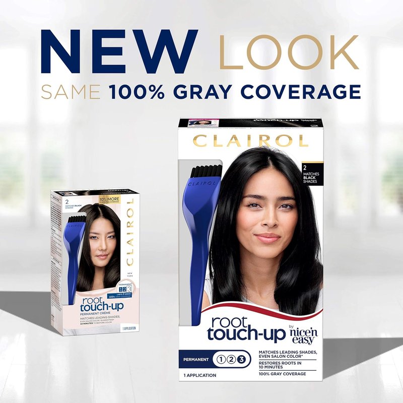 Clairol Root Touch-Up | Nice'n Easy Permanent Hair Dye - 2 Black Color, Pack of 4