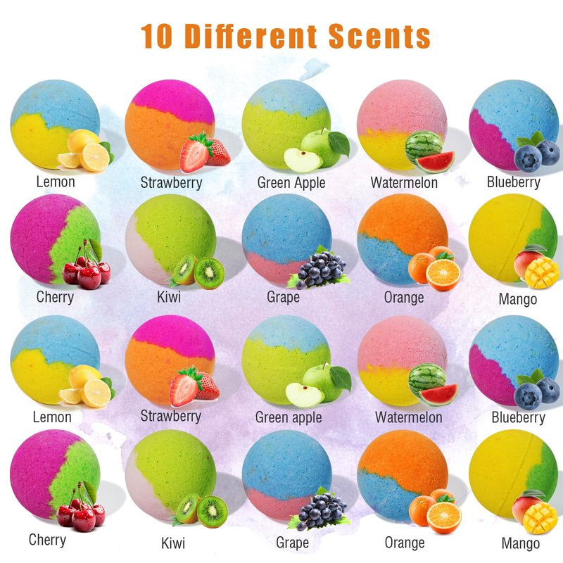 Bath Bombs for Kids with Surprise Inside, 20 Pack Kids Bath Bombs Gift Set with Toys for Girls Boys, Handmade Child-Safe Bubble Bath Fizzy Balls Kit for Birthday, Summer Fun, Christmas