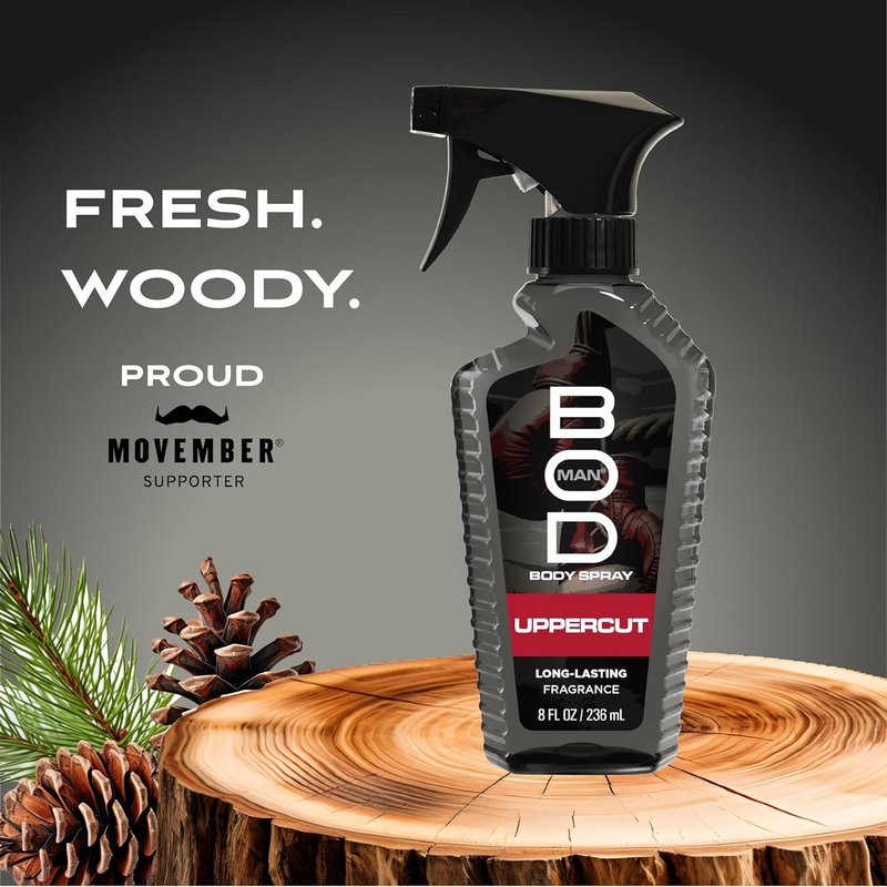 BOD Man Fragrance Body Spray - Upper Cut Scent, 8 Fl Oz | Long-Lasting Freshness