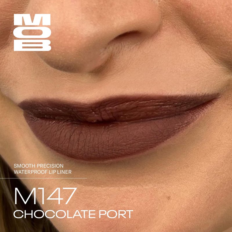 MOB Beauty Smooth Precision Waterproof Lip Liner, M147 Chocolate Port, 100% Natural Formula Long-Wearing Lip Pencil, Brown Lip Liner, Plastic-Free, Vegan, Cruelty Free