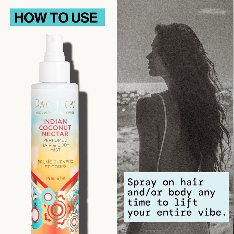 Pacifica Beauty Indian Coconut Nectar Hair & Body Mist, Functional Fragrance For A Calming Experience, Paraben-Free, Vegan & Cruelty-Free, 5 Fl Oz