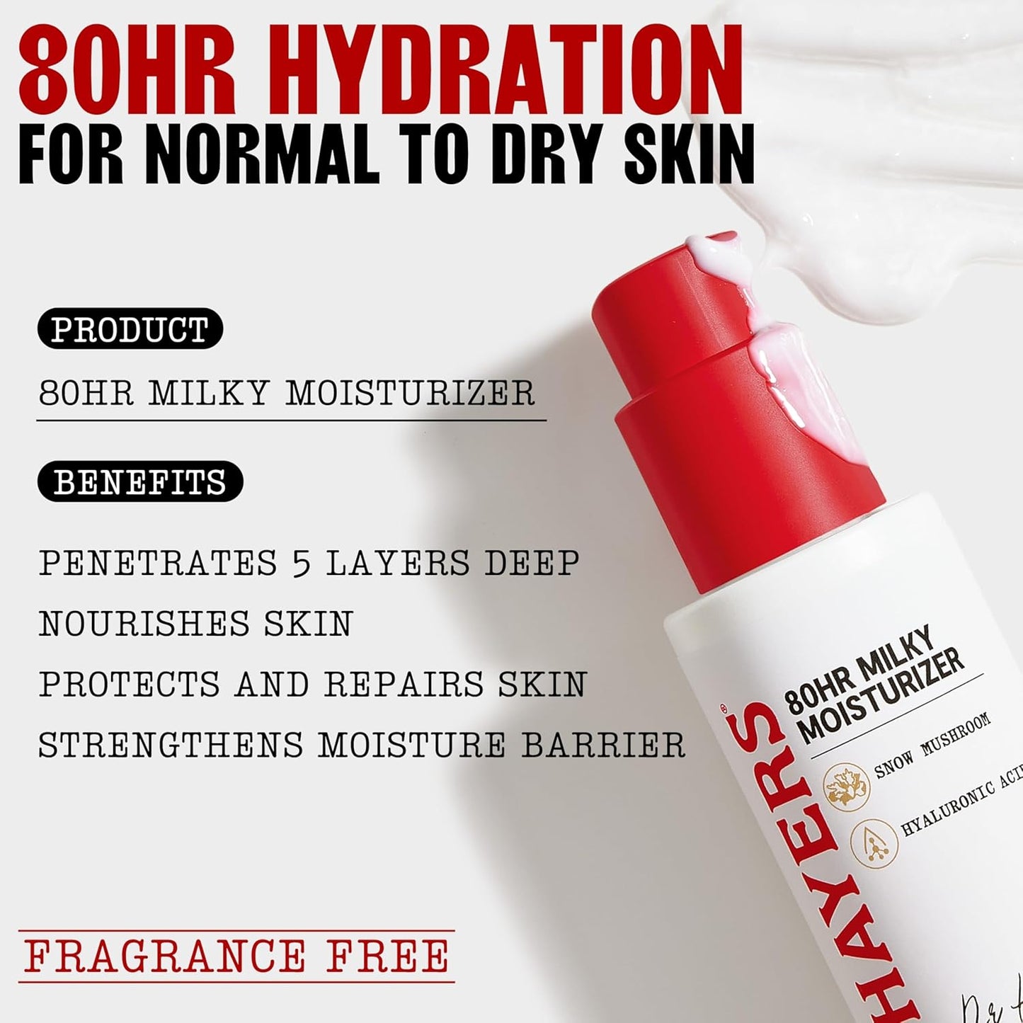 Thayers Face Moisturizer - Hyaluronic Acid & Snow Mushroom | Lightweight Hydration for Normal to Dry Skin, 2.5 Oz