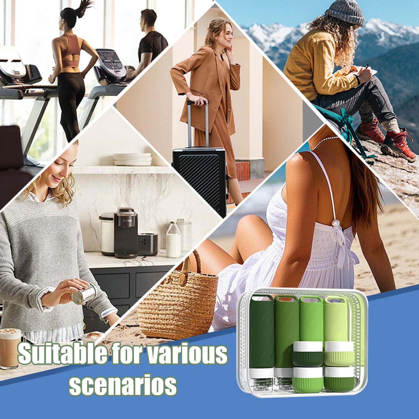 Udihch 26 Pcs TSA Approved Travel Toiletry Bottles Set, Leakproof Silicone Refillable Travel Containers with Hanging Hole & Carabiner, Portable Essentials, for Shampoo Conditioner Lotion Body Wash